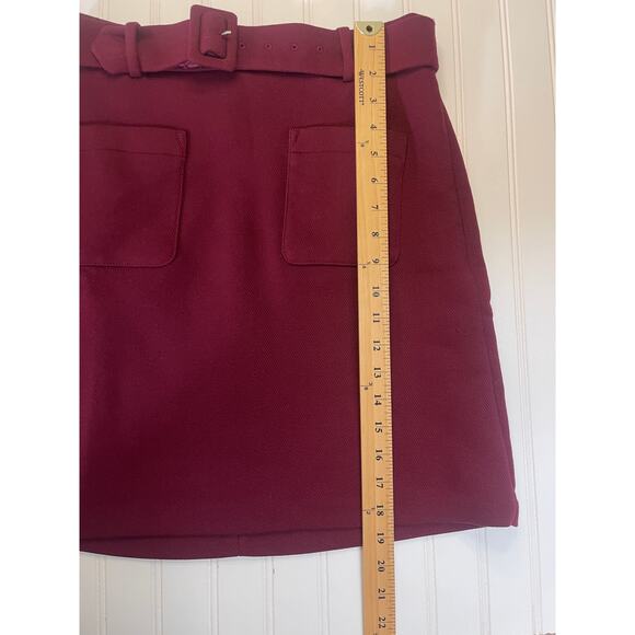 NWT Loft Belted Patch Pocket Skirt Wine Color - Size Women's 0 - Picture 3 of 7